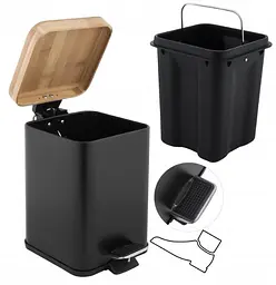 Кошик для сміття Yoka Sido Black Bamboo 3л. для ванної кімнати CH.SIDO-BLK, Чорний матовий - мініатюра 3