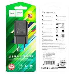 Адаптер живлення - зарядний пристрій Hoco C96A вихід 1 USB-A 10.5W чорний - мініатюра 4