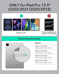 Захисний чохол для iPad Pro 12.9 з клавіатурою, магнітна підтримка, що легко встановлюється, вертикальні/підняті режими для iPad - мініатюра 6