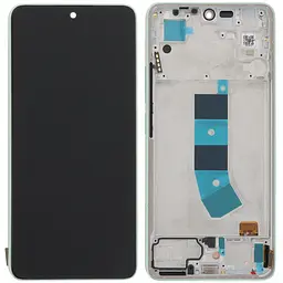 Дисплей Xiaomi Redmi Note 13 4G чорний, Amoled, оригінал PRC переклеєне скло, з рамкою зеленого кольору, Mint Green