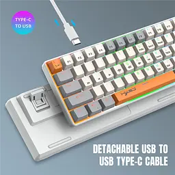 Ігрова механічна дротова клавіатура HXSJ V500 / Blue Switch / 60% / RGB / Colourful - мініатюра 5
