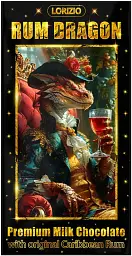 Шоколад молочний Lorizio з родзинками та ромом "RUM DRAGON" 100 г