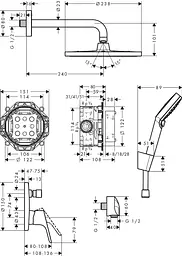 Душова система прихованого монтажу Hansgrohe Crometta S 240 1jet Focus Chrome 27958000, Хром - мініатюра 4