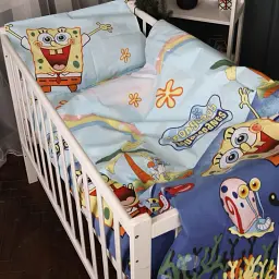 Простирадло на гумці MirSon Kids Time 17-0684-1 Spanch Bob Бязь 80х160 см (2200010223491) - мініатюра 4