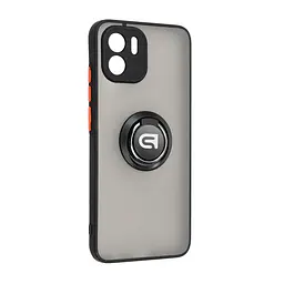 Чехол с кольцом-держателем для Xiaomi Redmi A2, Frosted Matte Ring, черный, защитная панель с матовой задней стенкой, противоударный чехол с защитой всего корпуса, TPU + поликарбонат (PC), с защитой камеры, ArmorStandart (ARM68374)