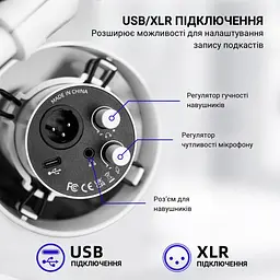 Мікрофон Fifine White динамічний USB/XLR (T688W) - мініатюра 9