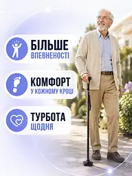 Тростина складна телескопічна з ліхтариком і потрійною опорою 84–94 см чорна (49676039) - мініатюра 8