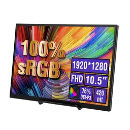 Монітор 10.5' Anmite A105W01, чорний, WLED, IPS, 1920x1080 (15:10), 3 мс, 60 Гц, 420 кд/м², 1000:1, 178°/178°, 2хType-C, A10