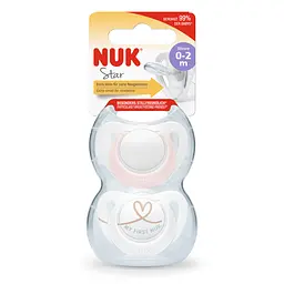 Пустушка для дівчинки Nuk Star р 0-2, ортодонтична, силіконова, у блістері, 2 шт. (3952440) - мініатюра 2