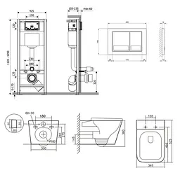 Набір Qtap Nest 4 в 1 підвісний унітаз Tern Ultra Quiet 525x345x360 + комплект інсталяції QT17332303AW47507 - мініатюра 9