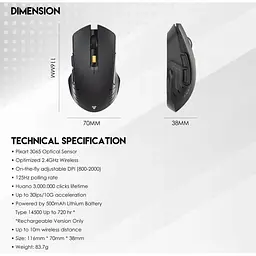 Ігрова бездротова миша Fantech WG-12R Raigor III PixArt 10G Black - мініатюра 6