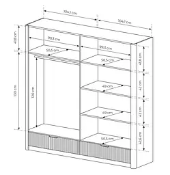 Шафа для одягу Perfect Home Ланте / Lante 4-дверна з дзеркалом і золотими ручками 4D2S/213 Беж (PFH-091124) - мініатюра 3