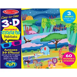 Набір для творчості Melissa & Doug Багаторазові 3D-наліпки з окулярами Місця існування тварин (MD9376)