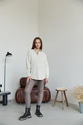Сорочка вельветова для вагітних та годуючих мам Varna розмір S-М Lullababe Айворі - мініатюра 4