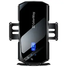 Універсальний автотримач ColorWay FlameGrip, автозажим, Wireless Charger 15W Black (CW-CHAW070Q-BK) - мініатюра 3
