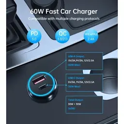 Зарядний пристрій Choetech USB-C+USB-A 60W QC3.0/PD/PPS black (TC0014-BK) - мініатюра 9