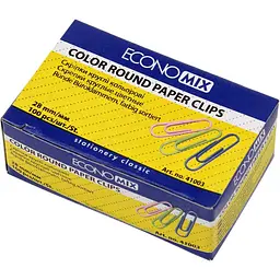Скріпки Economix 28 мм 100 шт круглі кольорові (10) Е41003 - мініатюра 1