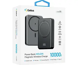 Бездротове магнітне зарядне - павер банк Gelius Holdix Magnetic Wireless Charge GP-PBW302 10000mAh 15W чорний - мініатюра 6