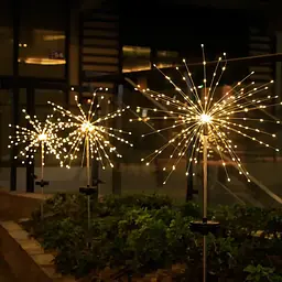 Ліхтар садовий Феєрверк газонний на сонячній батареї, 90 led, 8 режимів (2 шт. у комплекті) - мініатюра 4