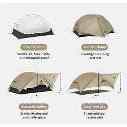 Намет двомісний легкий Naturehike Mongar CNK2550WS016 15D Сірий - мініатюра 4
