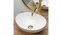 Умивальник Rea Sofia 41x34,5 gold edge (REA-U3287), Матова - мініатюра 3