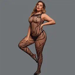 Спокусливий бодістокінг з відкритим доступом L-XXL Чорний - мініатюра 3