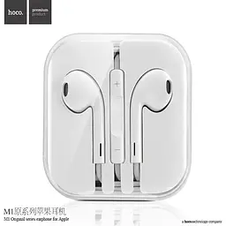 Гарнітура Hoco M1 Apple White mic button call answering volume control - мініатюра 3