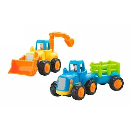 Набір інерційних машинок Hola Toys 6 шт трактор бульдозер різнокольоровий пластик 34х25х8 см - мініатюра 2