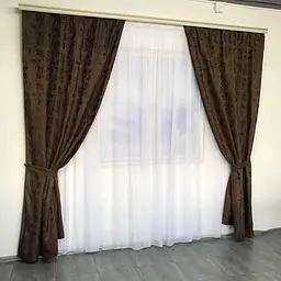 Мармурові жакардові штори коричневого кольору на тасьмі 2шт. 150х270 ALBO pbe0052506 - мініатюра 3