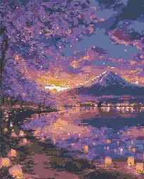 Алмазна мозаїка/вишивка Пейзаж. Казкова Фудзіяма 40*50 см Орігамі OD 3555