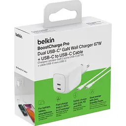 Мережевий зарядний пристрій Belkin Boost Up Charge Pro Dual USB-C GaN 67W White (WCH020KQ2MWH-B6) [158914] - мініатюра 6