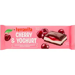 Шоколад молочний Terravita з йогуртовою і вишневою начинкою 235 г