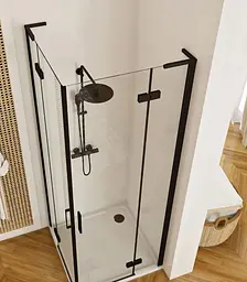 Душова кабіна Rea Hugo 90x90 black підвійна REA-K6601, Чорний матовий, Універсальна, прозрачний, Чорний матовий - мініатюра 4
