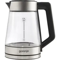 Gorenje Електрочайник 1.7 л, 2,200 Вт, скло, нерж