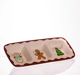Менажниця новорічна порцелянова Yiwu Merry Christmas на 3 секції для закусок 30×11×2.5 см CR-1-41 - мініатюра 3