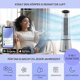 Мобільний кондиціонер-вентилятор Klarstein Skyscraper Ice Smart 4-в-1 (10040207) - мініатюра 2
