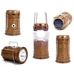 Туристичний ліхтар-лампа CAMPING MH-5800T 6+1 LED на сонячній батареї, коричневий