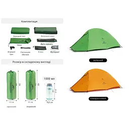 Намет Naturehike Cloud Up Base 2 CNK2450WS032 надлегкий двомісний зелений - мініатюра 2