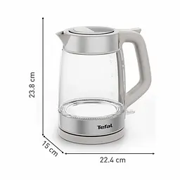 Електрочайник Tefal Glass Kettle 1.7 л скло з підсвіткою сріблясто-сірий - мініатюра 3
