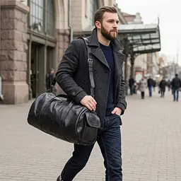Сумка дорожня Grande Pelle 11048 шкіряна чорна - мініатюра 2