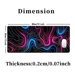 Килимок для миші та клавіатури "Neon Lines" 80×30 см, Чорний - мініатюра 3