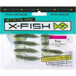 Силікон X-Fish Bug 2" Olive Black Flake (8шт/уп) - мініатюра 2