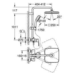 Душова система Grohe Tempesta Cosmopolitan 26692000, Хром - мініатюра 2
