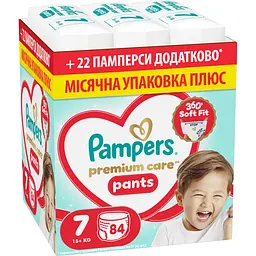 Уцінка. Підгузки-трусики Pampers Premium Care Pants Розмір 7 (15+ кг) 84 шт.  