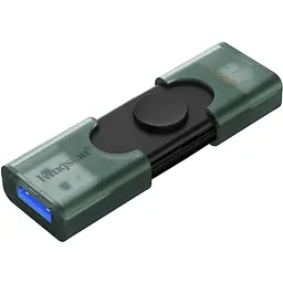 USB Flash Kingston DataTraveler Duo 256GB USB Type-A/ USB Type-C Black/Green, Retail - мініатюра 2