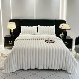 Плед Dushka Home Шарпей Смужка 7 см 21797 200х230 см білий