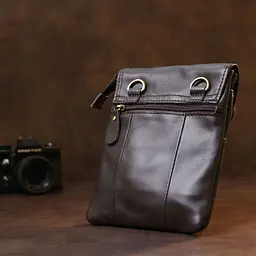 Шкіряна компактна чоловіча сумка через плече 20468 Vintage коричневий - мініатюра 6