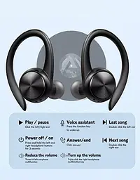 Бездротові спортивні Bluetooth навушники TWS J92 з тканинним зарядним кейсом, сенсорами управління чорні - мініатюра 5