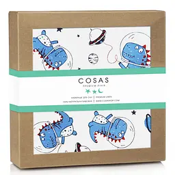 Пелюшка багаторазова Cosas непромокаюча Space Dino 70х120 см, блакитна