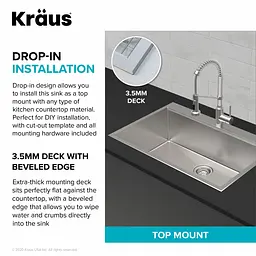 Кухонна мийка Kraus Kore KWT300-32, Нержавіюча сталь - мініатюра 12